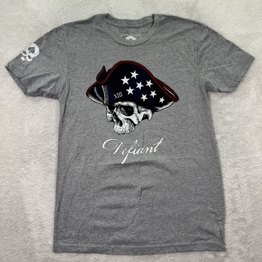 NEW Zero Foxtrot T Shirt Men's Small Gray Skull Graphic Tee Pioneer Defiant 1776